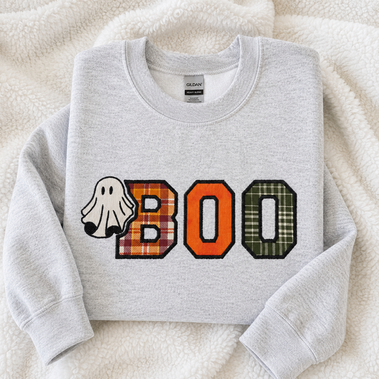 BOO Ghost Applique Halloween Sweatshirt & Hoodie