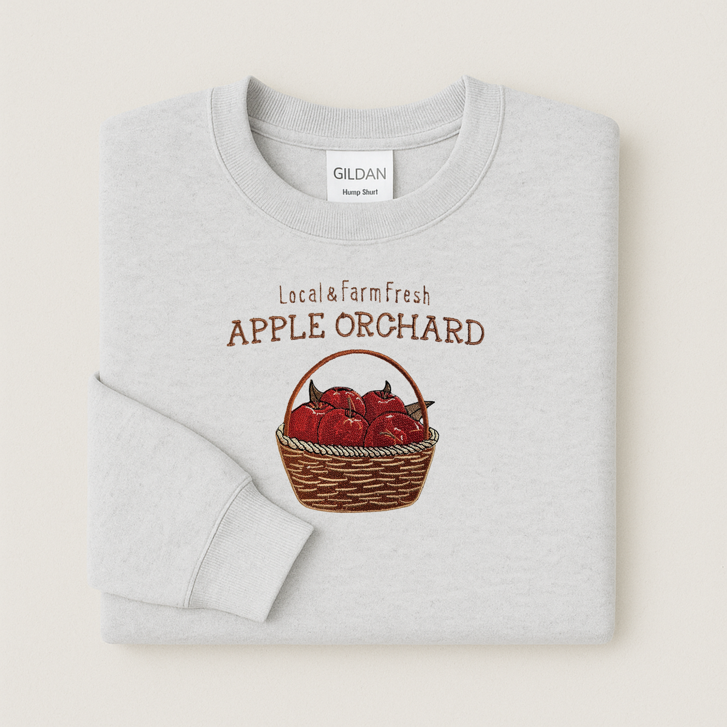 Embroidered Apple Orchard Sweatshirt | Fall Crewneck or Hoodie | Farm Fresh Autumn Basket Embroidery | Made to Order