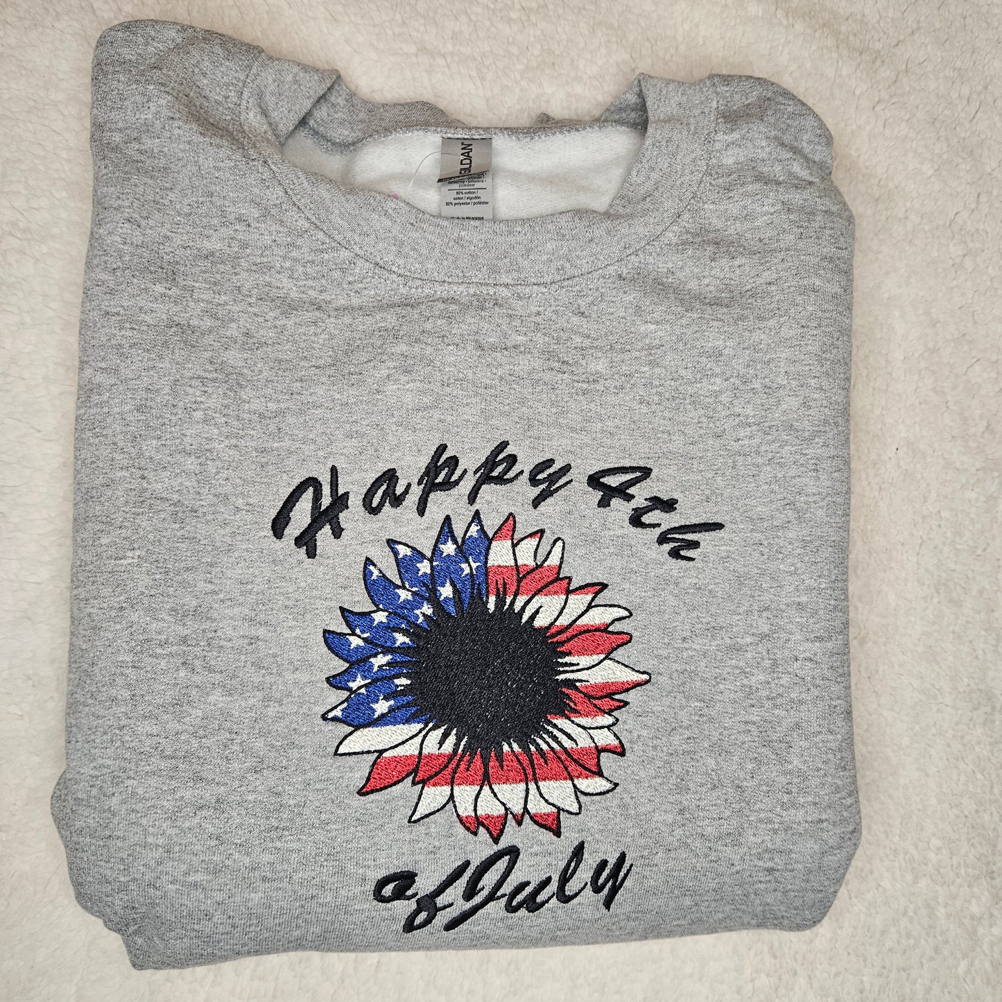 Happy 4th of July Embroidered Crewneck