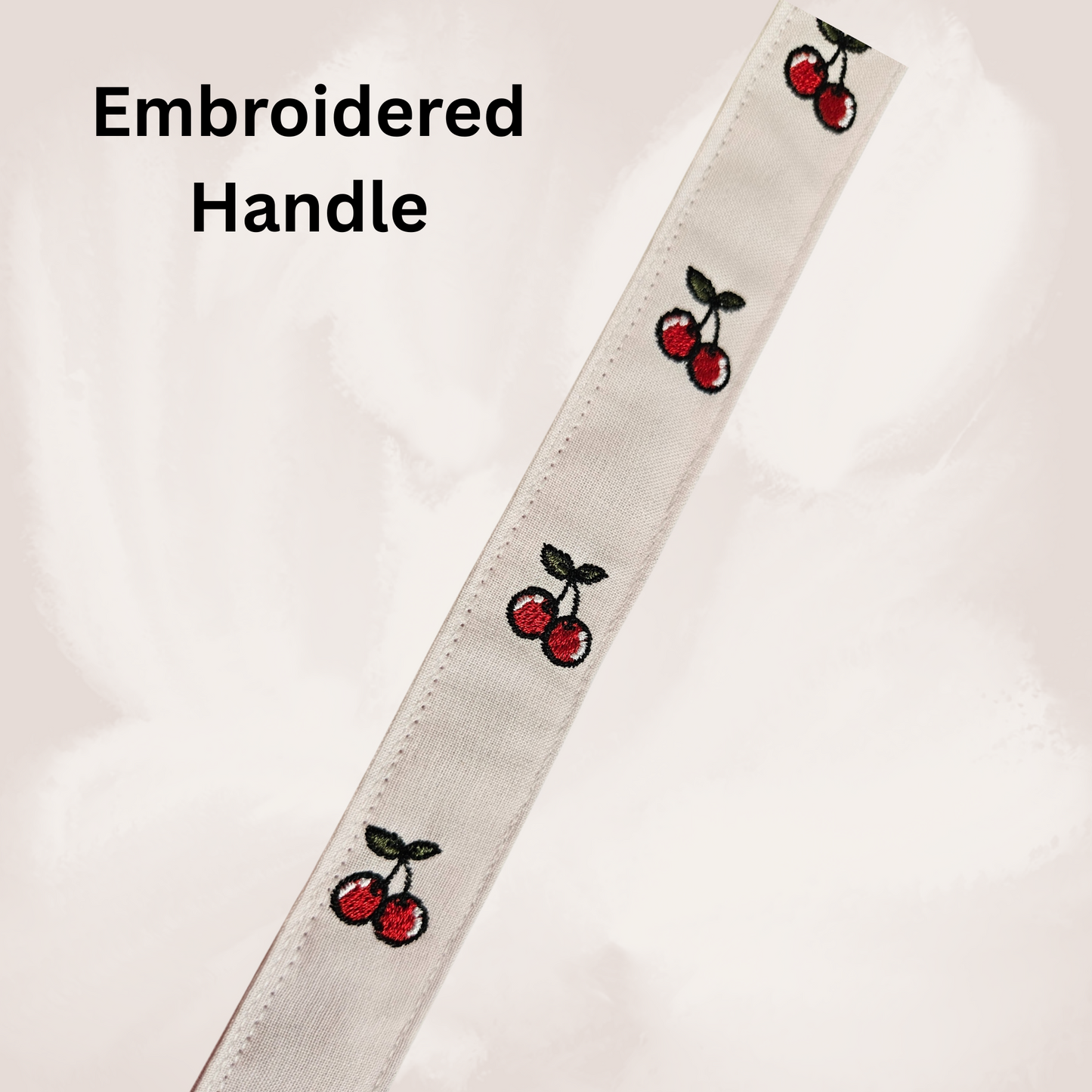Cherry Embroidered  Bag – Handmade Cotton Purse with Fixed Strap