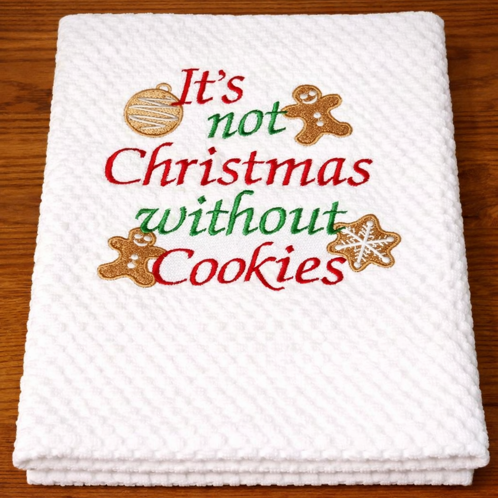 Christmas Cookie Embroidered Kitchen Towel