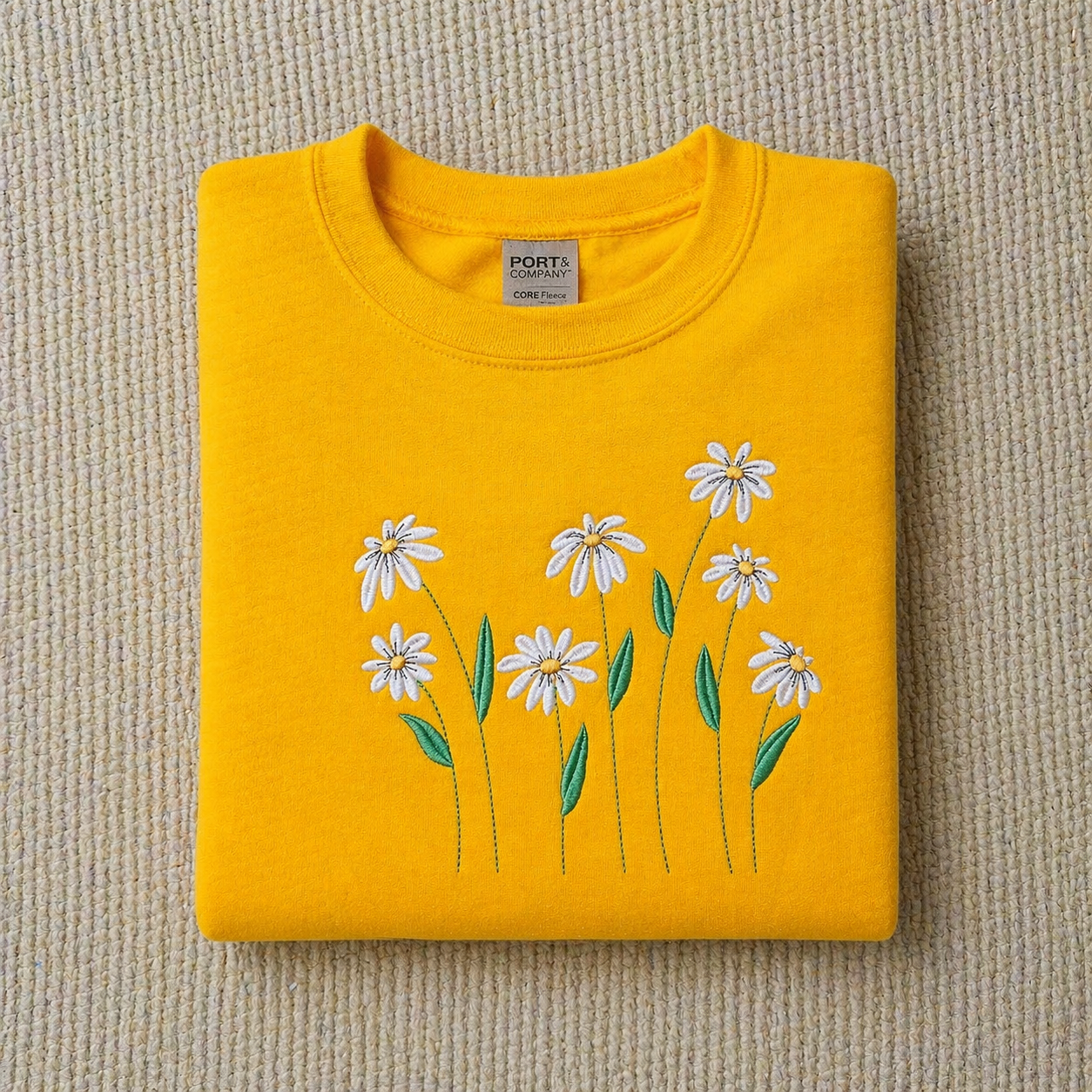 Gold Daisies Embroidered Crewneck