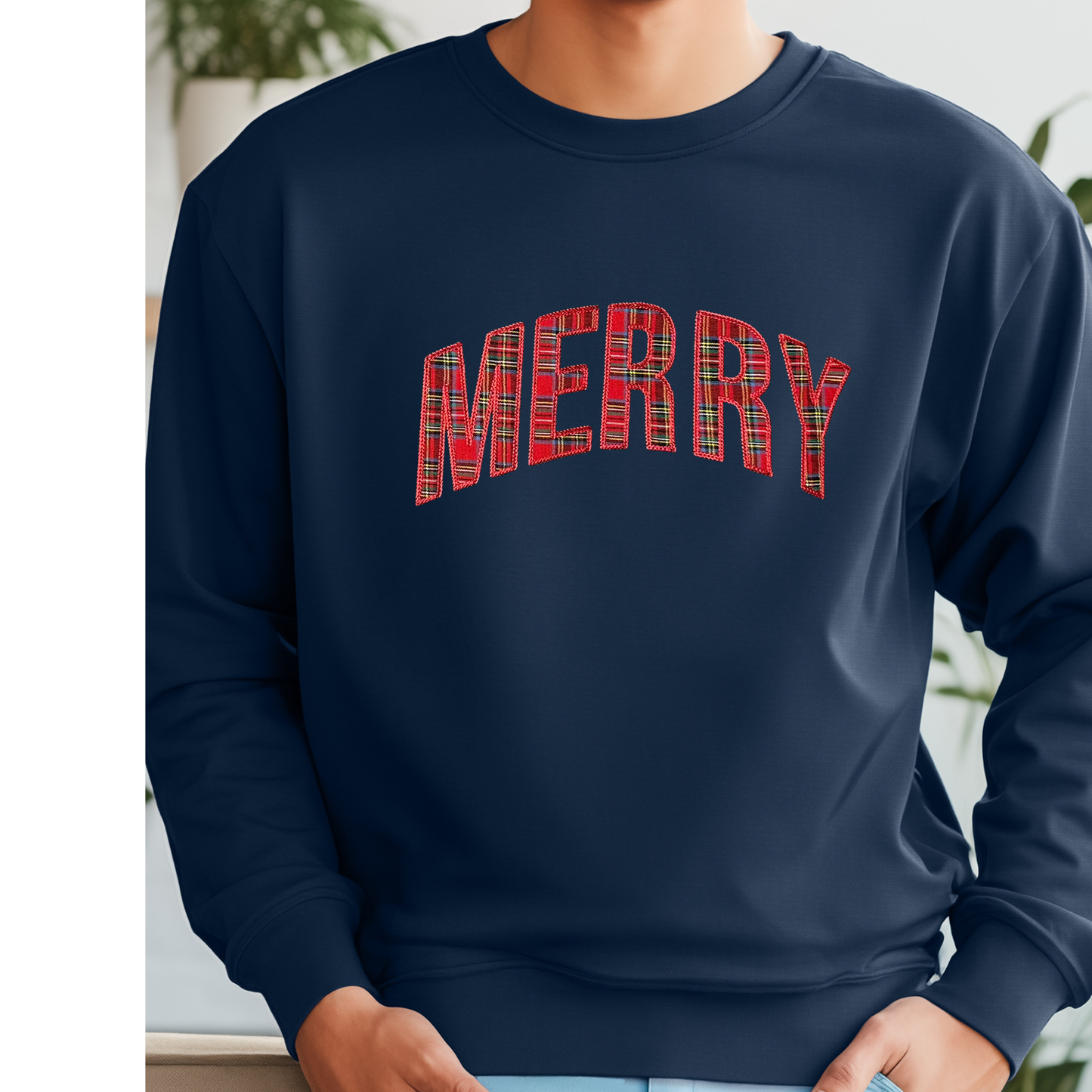 MERRY Plaid Embroidered Sweatshirt | Made to Order Hoodie or Crewneck | 11 Color Options