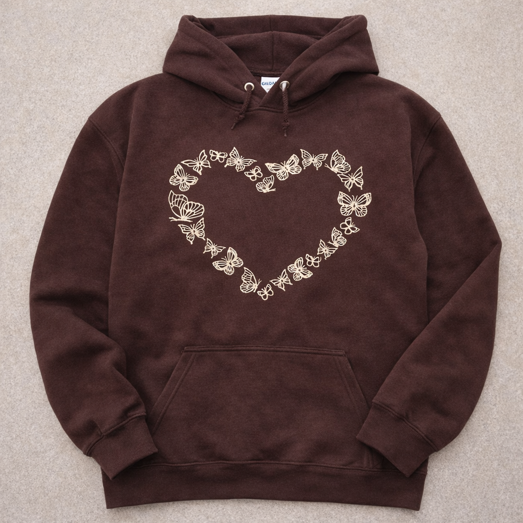 Embroidered Sweatshirt Butterfly Heart Mother's Day Gift Soft Comfy Mom Sweater Present Unisex Hoodie Custom Crewneck Sweatshirt