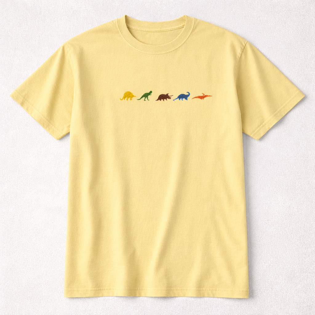 Embroidered Dinosaur T-Shirt | Comfort Colors Tee | 14 Colors Available | Minimal Dino Design | Made to Order