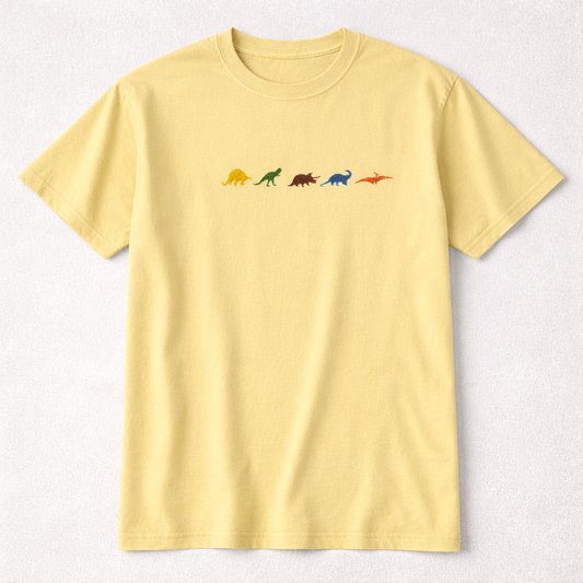 Embroidered Dinosaur T-Shirt | Comfort Colors Tee | 14 Colors Available | Minimal Dino Design | Made to Order