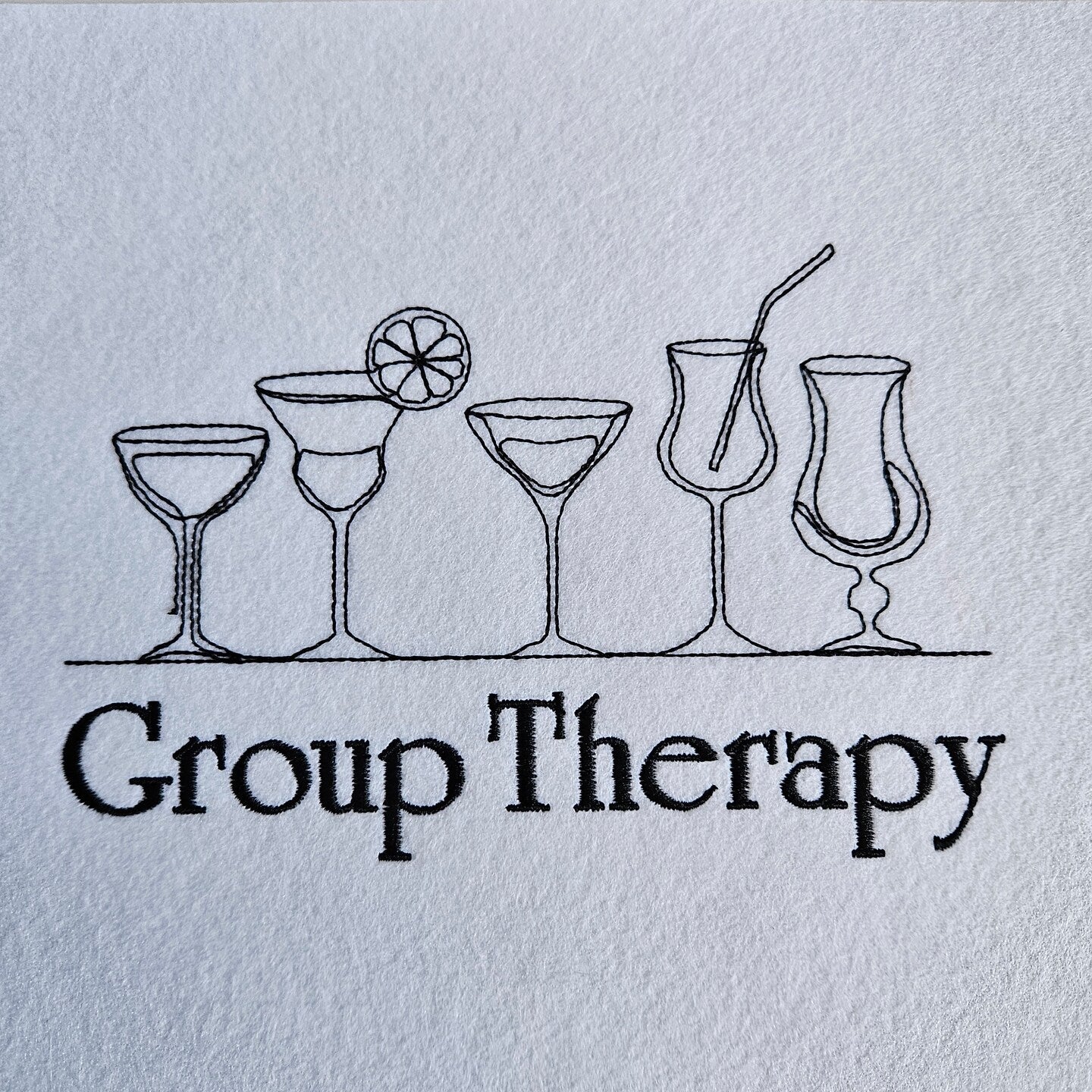Group Therapy Cocktail Embroidered T-Shirt | Comfort Colors Tee | Funny Bar Shirt | 14 Colors | Made to Order