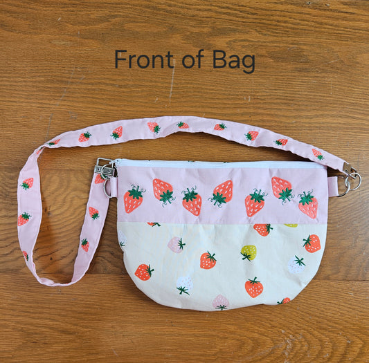 Handmade Strawberry Shoulder Bag – Embroidered Strap, Cotton Fabric