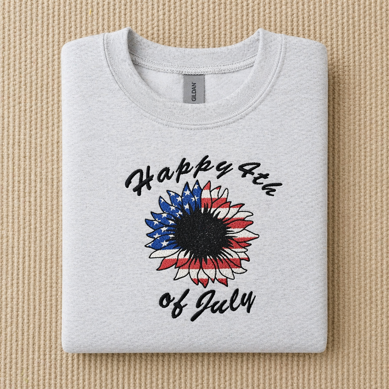 Happy 4th of July Embroidered Crewneck