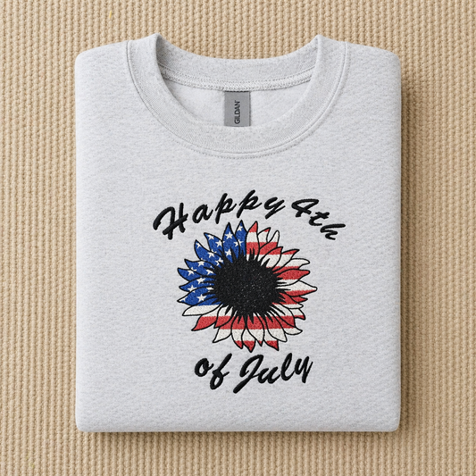 Happy 4th of July Embroidered Crewneck