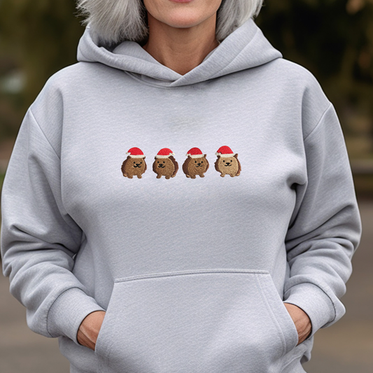 Embroidered Holiday Hedgehog Sweatshirt | Cute Christmas Design | Made to Order