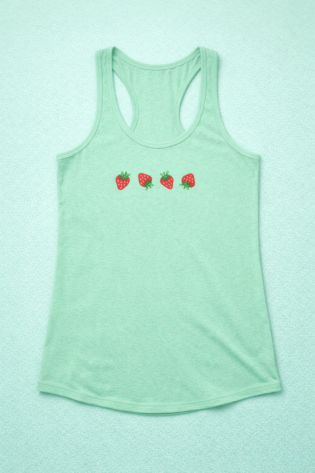 Strawberry Embroidered Tank Top – Next Level Racerback, Minimal Summer Top, 10 Colors, Made to Order