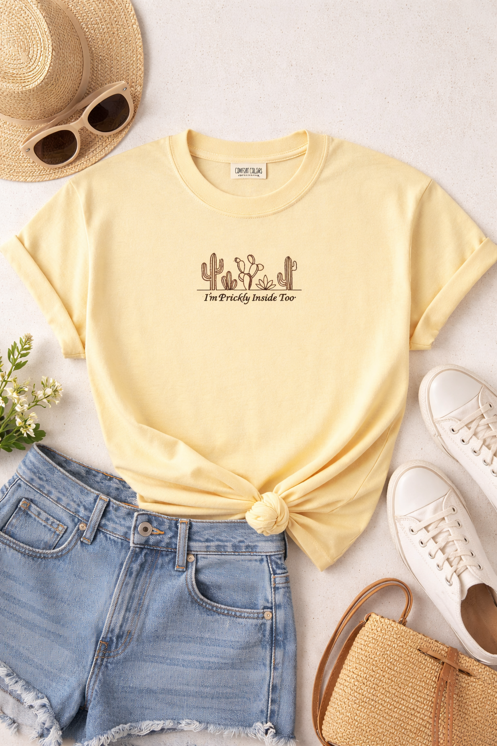 I’m Prickly Inside Too Embroidered Comfort Colors T-Shirt | Funny Cactus Shirt | 14 Colors | Made to Order