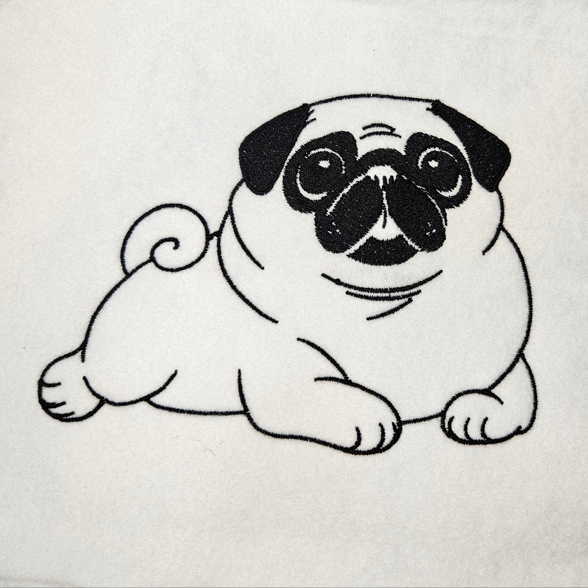 Stitch out of embroidered design on white felt 