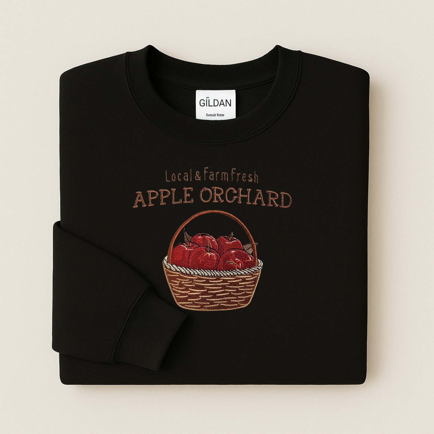 Embroidered Apple Orchard Sweatshirt | Fall Crewneck or Hoodie | Farm Fresh Autumn Basket Embroidery | Made to Order