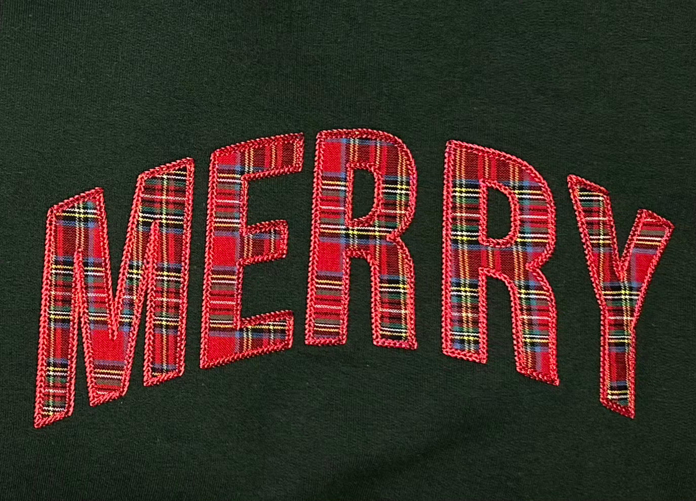 MERRY Plaid Embroidered Sweatshirt | Made to Order Hoodie or Crewneck | 11 Color Options