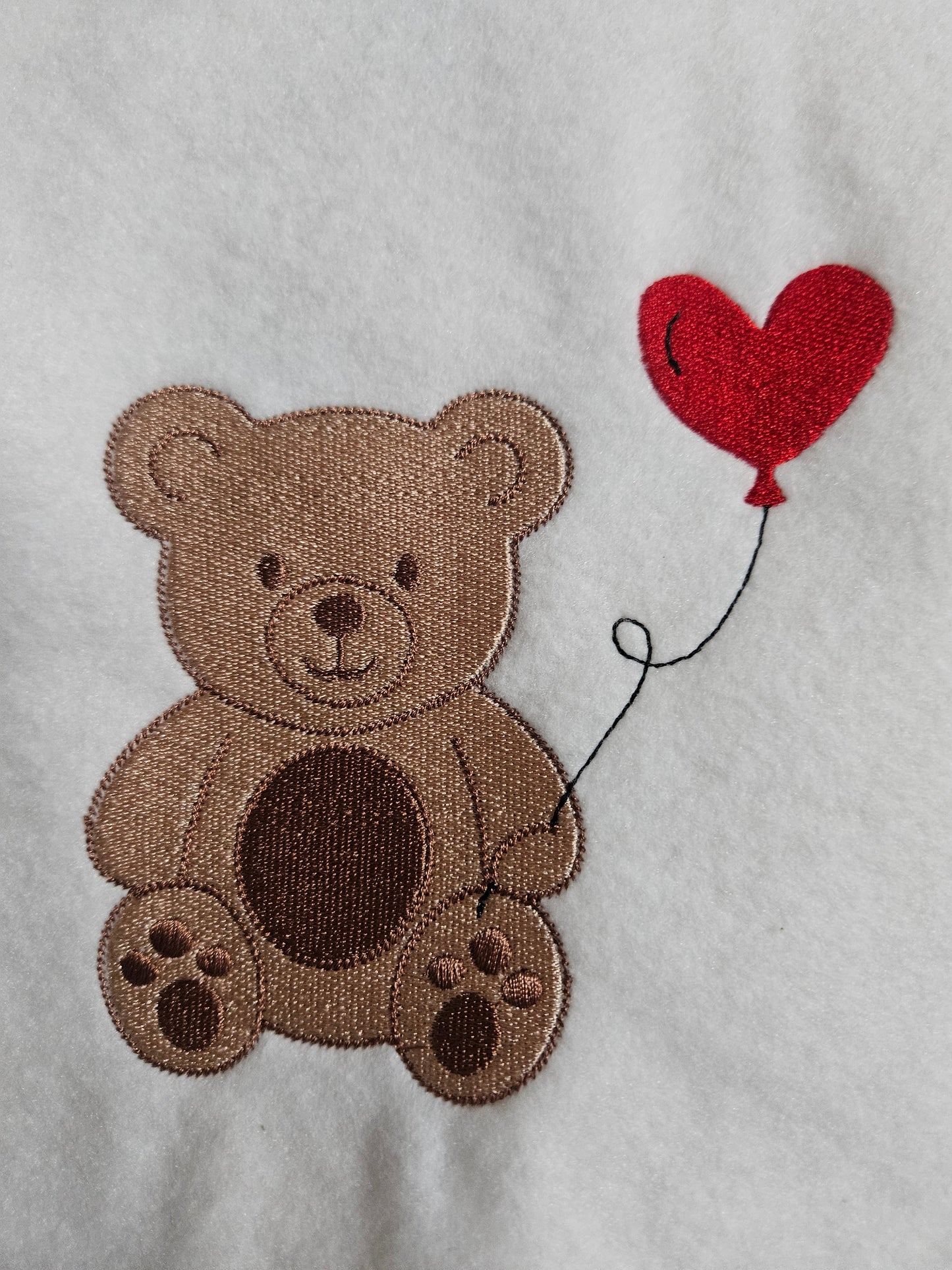 Teddy Bear Heart Balloon Embroidery | Hoodie or Crewneck Sweatshirt | Made to Order | 11 Color Options