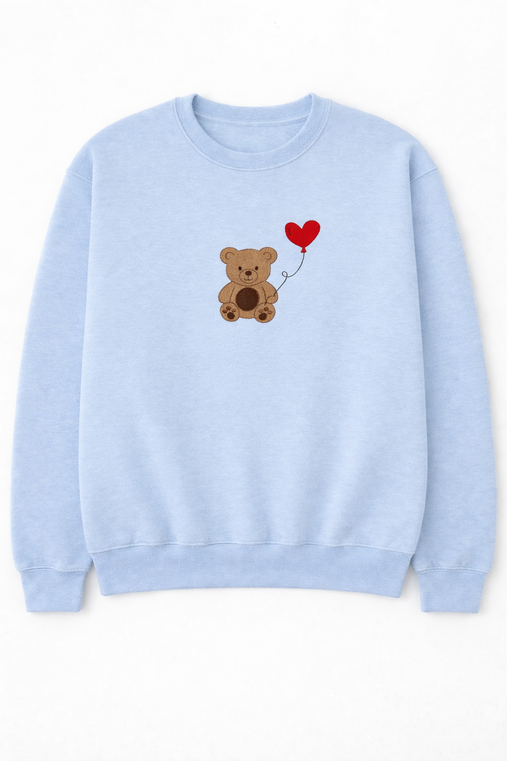 Teddy Bear Heart Balloon Embroidery | Hoodie or Crewneck Sweatshirt | Made to Order | 11 Color Options