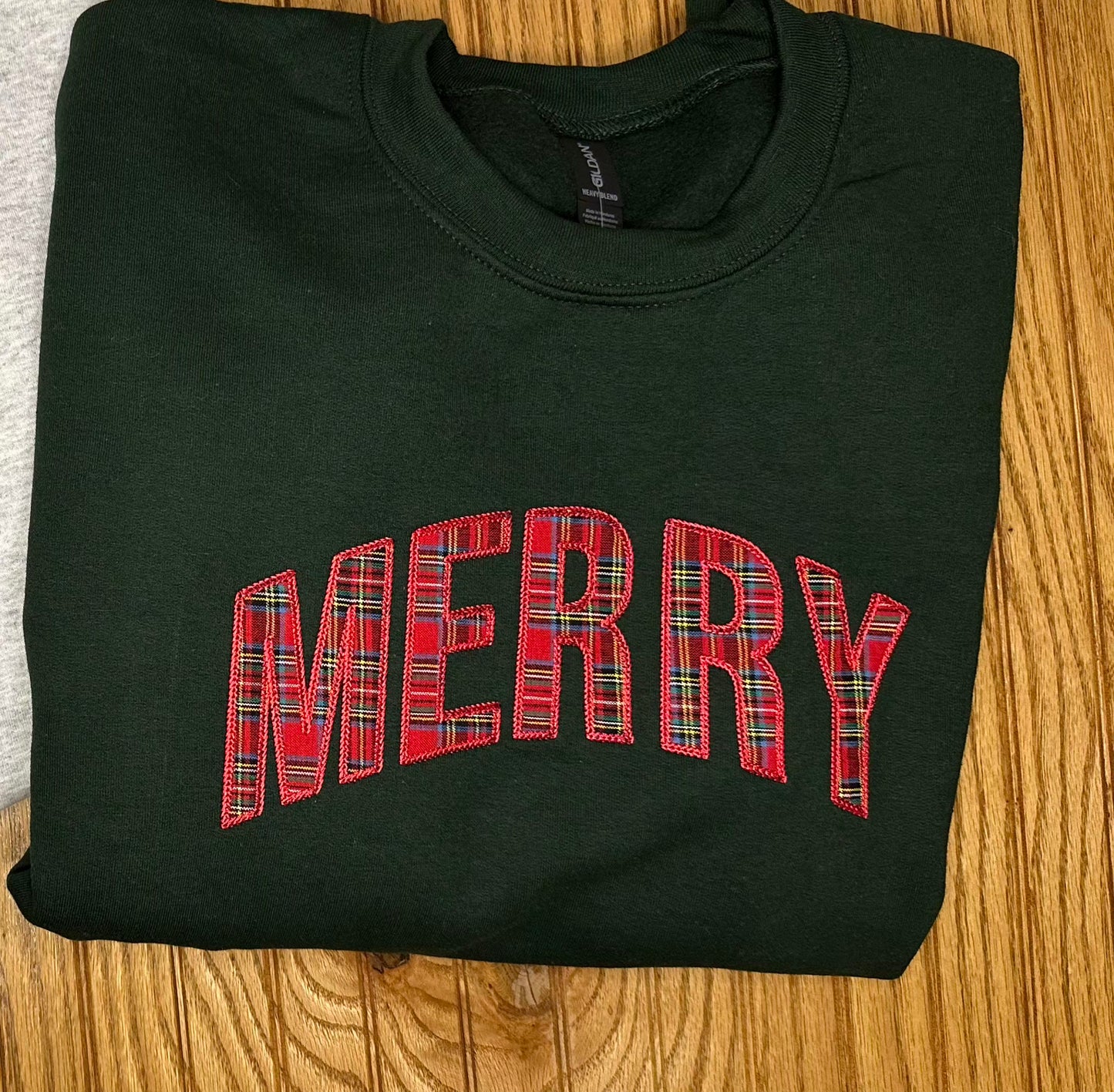 MERRY Plaid Embroidered Sweatshirt | Made to Order Hoodie or Crewneck | 11 Color Options