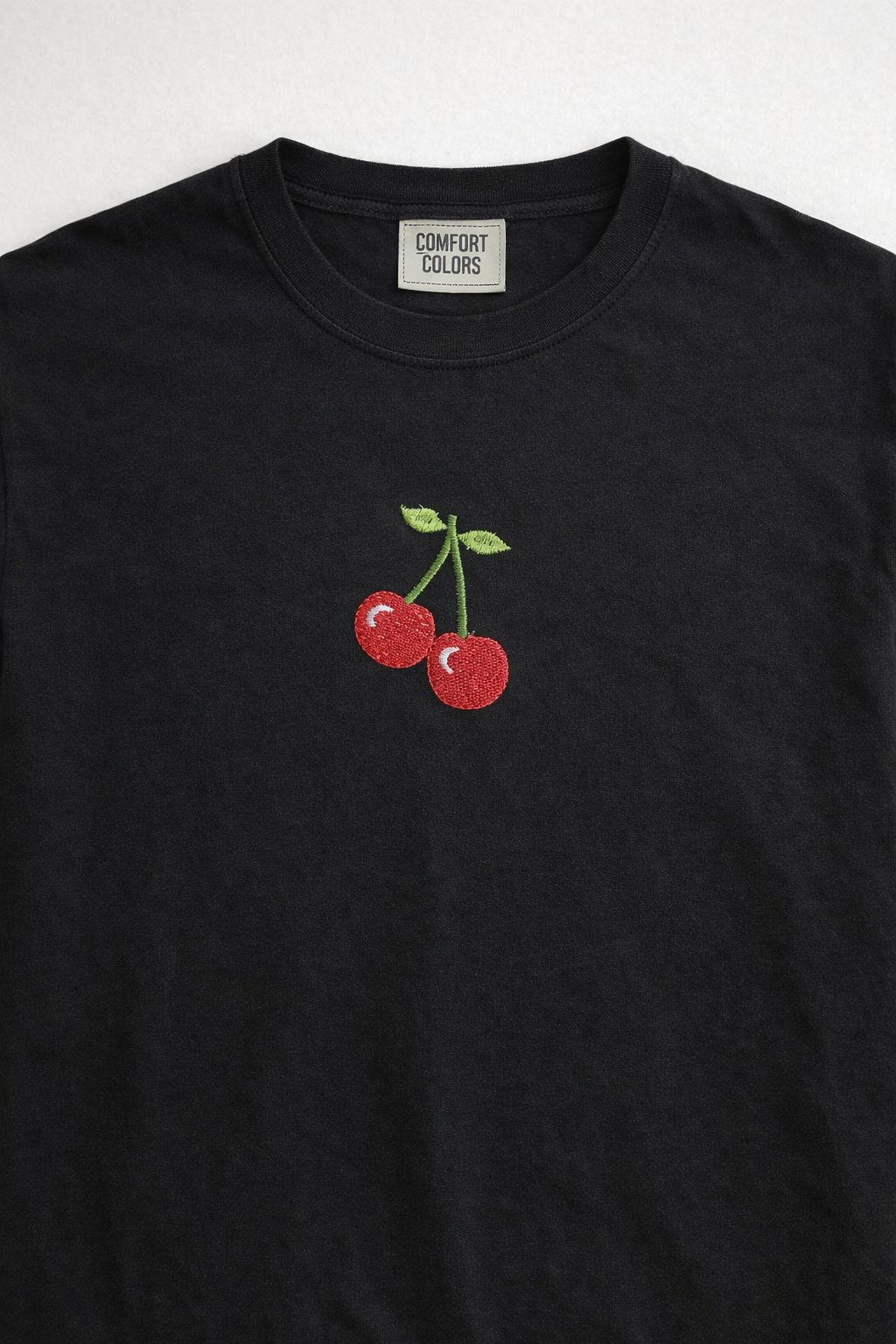 Cherry Embroidered Comfort Colors T-Shirt | Minimal Fruit Tee | 14 Colors | Made to Order