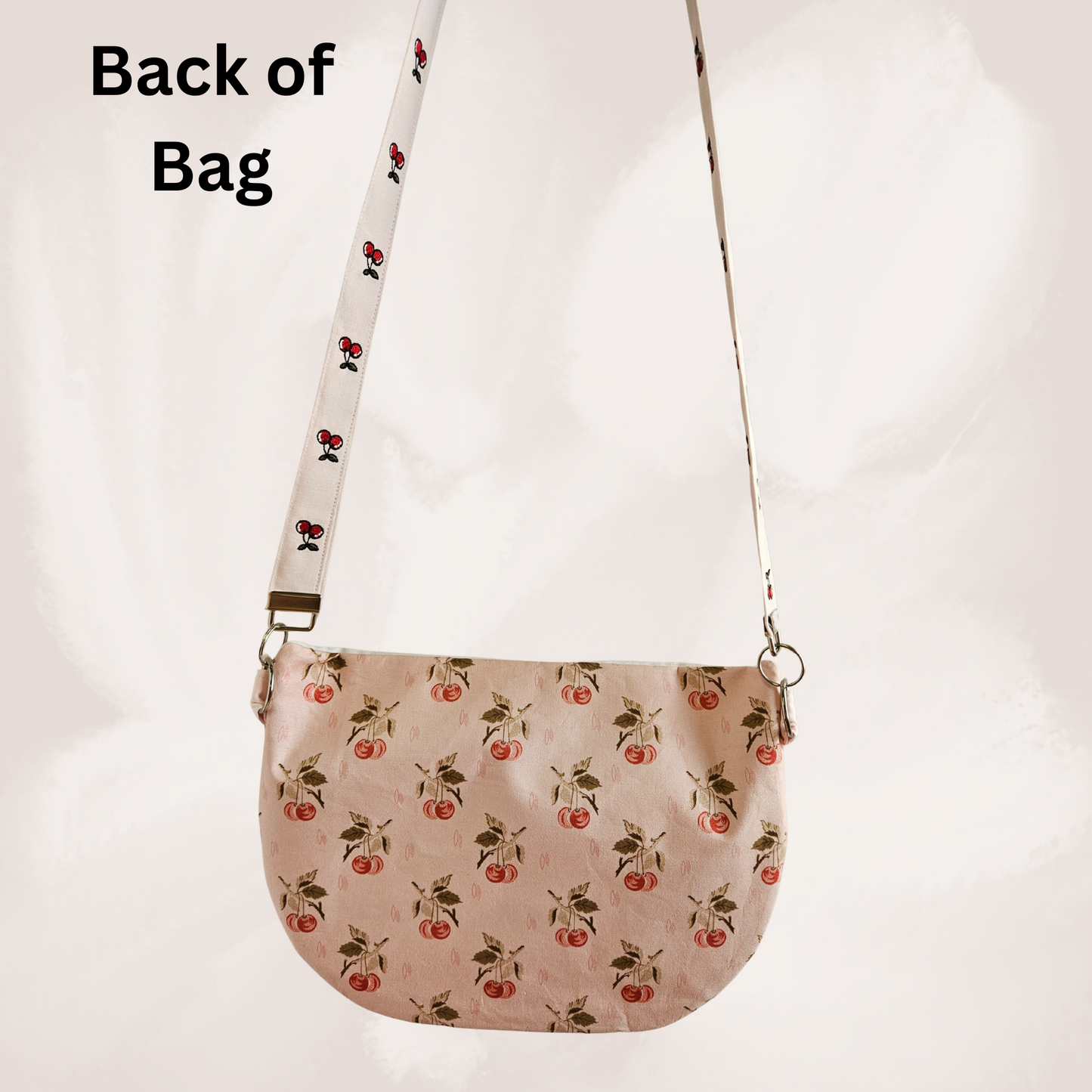 Cherry Embroidered  Bag – Handmade Cotton Purse with Fixed Strap
