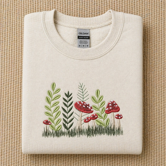 Mushroom Embroidered Crewneck