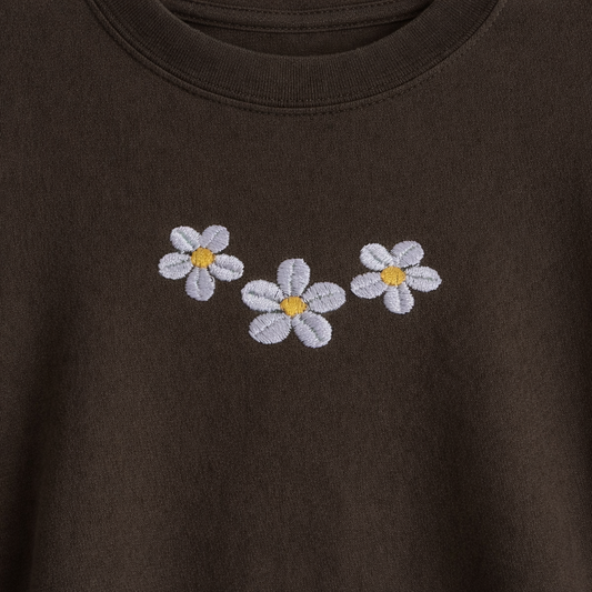 Embroidered Daisy Comfort Colors T-Shirt | Minimal Floral Tee | 14 Colors | Made to Order