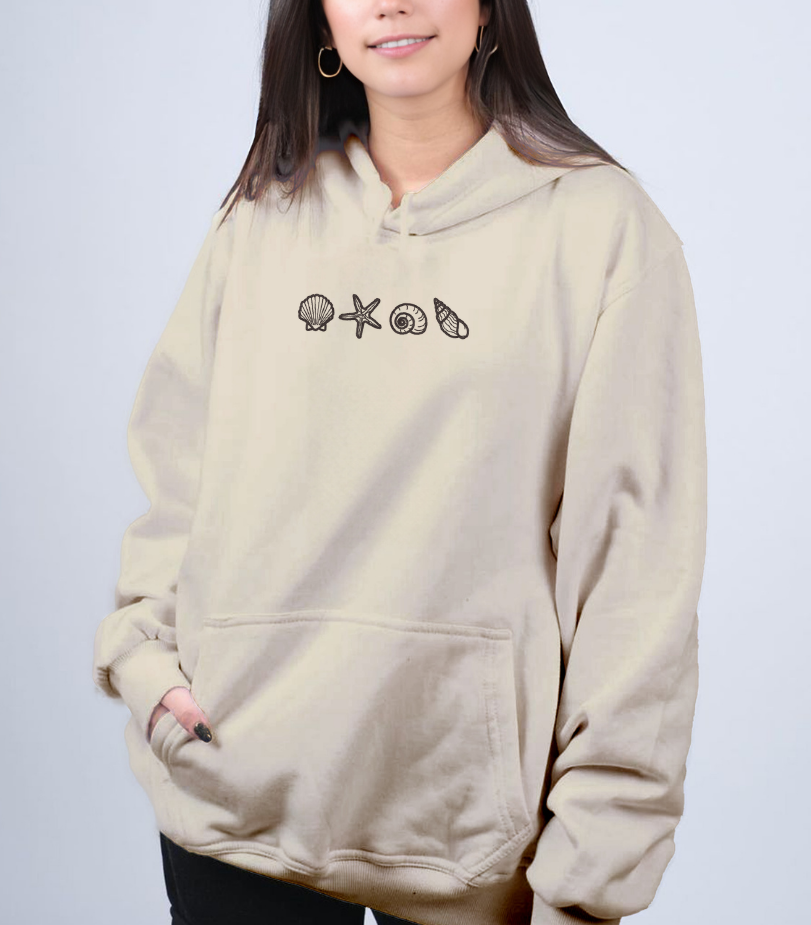 Embroidered Coastal Sea Shell Sweatshirt | Gildan Crewneck or Hoodie | 11 Color Options | Made to Order