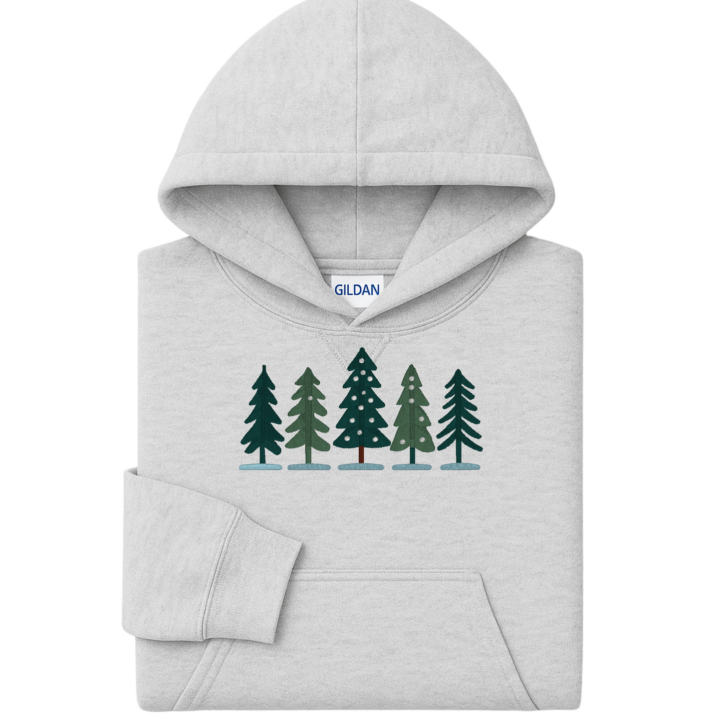 Pine Trees Embroidered Sweatshirt | Winter Forest Hoodie or Crewneck | Gildan | Made to Order | 11 Colors Available
